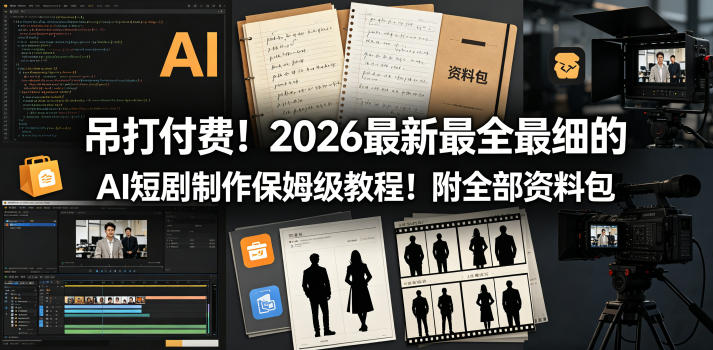 吊打付费！2026最新最全最细的AI短剧制作保姆级教程！附全部资料包 - 来及网络