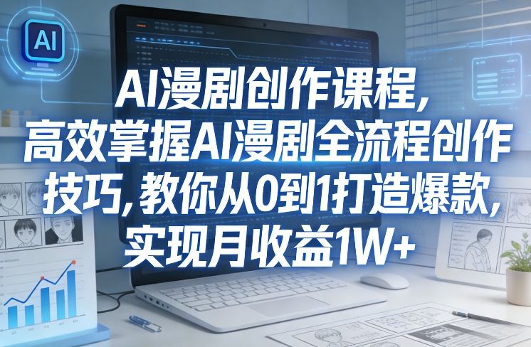 某社群AI漫剧创作课程，高效掌握AI漫剧全流程创作技巧，教你从0到1打造爆款，实现月收益1W+ - 来及网络