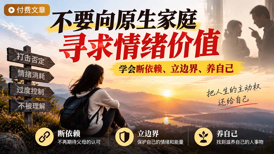 付费文章：不要向原生家庭寻求情绪价值，学会断依赖、立边界、养自己 - 来及网络