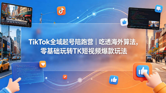 TikTok全域起号陪跑营｜吃透海外算法，零基础玩转TK短视频爆款玩法 - 来及网络