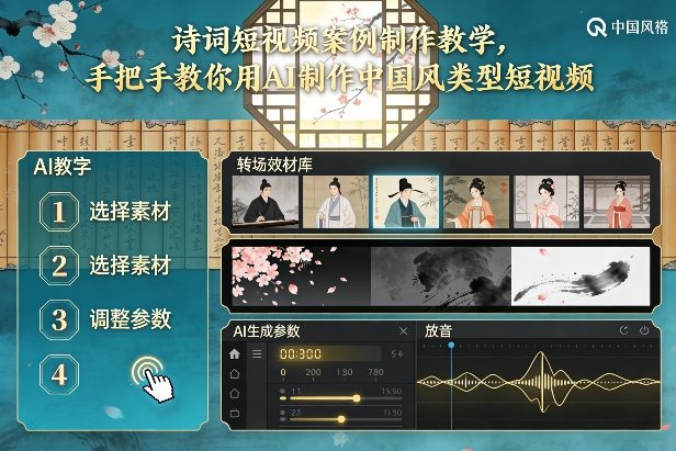 古诗词短视频案例制作教学，手把手教你用AI制作中国风类型短视频 - 来及网络