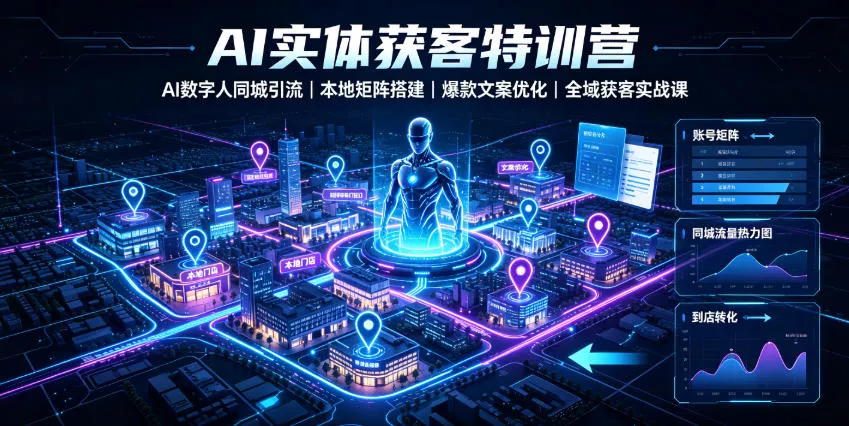 AI实体获客特训营｜AI数字人同城引流、本地矩阵搭建、爆款文案优化全域获客实战课 - 来及网络