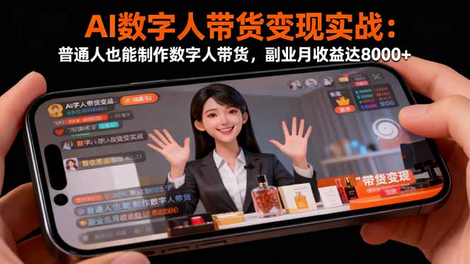 AI数字人带货变现实战：普通人也能制作数字人带货，副业月收益达8000+ - 来及网络