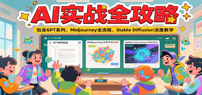 AI实战全攻略，包含GPT系列、Midjourney全流程、Stable Diffusion深度教学 - 来及网络