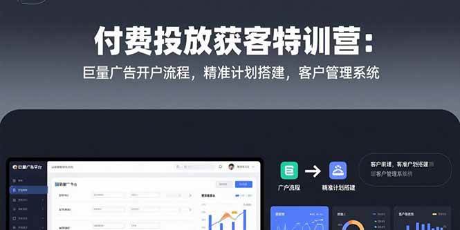 （15426期）付费投放获客特训营：巨量广告开户流程，精准计划搭建，客户管理系统 - 来及网络