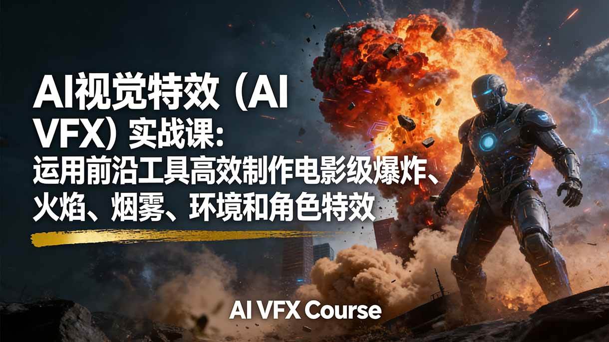 （17212期）AI视觉特效（AI VFX）实战课：运用前沿工具高效制作电影级爆炸、火焰、烟雾、环境和角色特效 - 来及网络