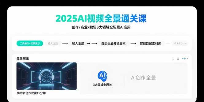 （15762期）2025AI视频全景通关课：涵盖创作/商业/职场3大领域 掌握AI全场景应用 - 来及网络