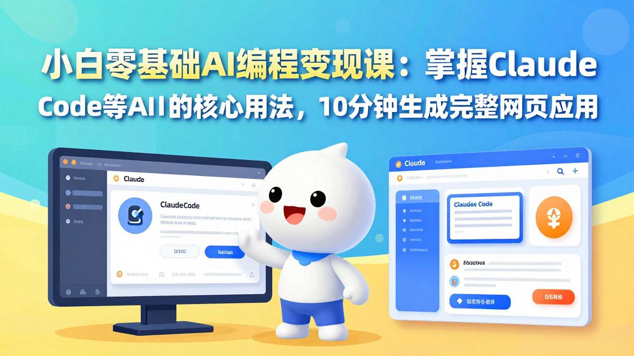 小白零基础AI编程变现课：掌握Claude Code等AI工具的核心用法，10分钟生成完整网页应用 - 来及网络