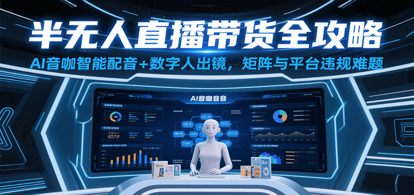 半无人直播带货全攻略：AI音咖智能配音+数字人出镜，解决账号矩阵与平台违规难题 - 来及网络