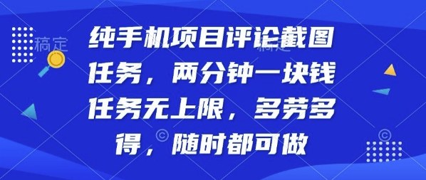 纯手机项目评论截图任务，两分钟一块钱多劳多得，随时随地都能做【揭秘】 - 来及网络