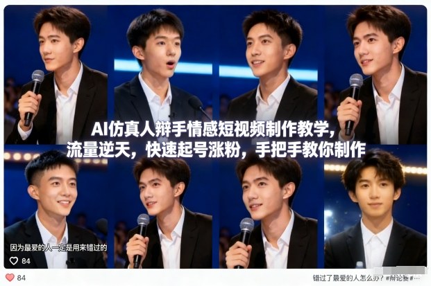 AI仿真人辩手情感短视频制作教学，流量逆天，快速起号涨粉，手把手教你制作 - 来及网络