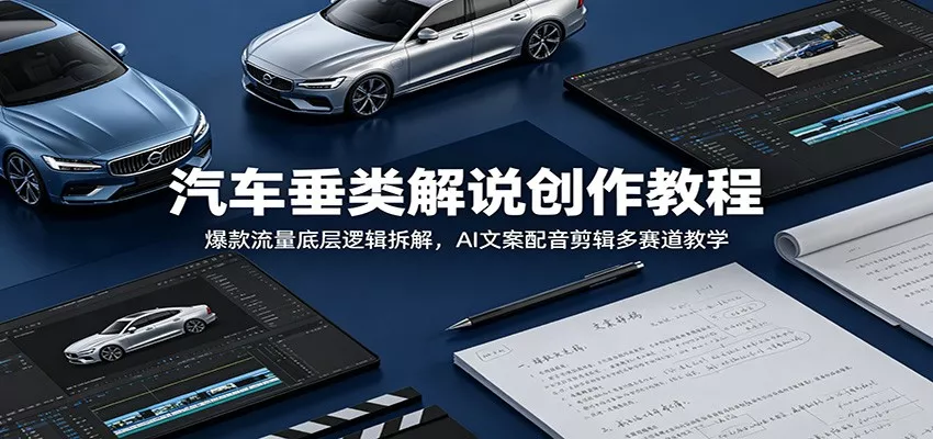 汽车垂类解说创作教程：爆款流量底层逻辑拆解，AI文案配音剪辑多赛道教学 - 来及网络