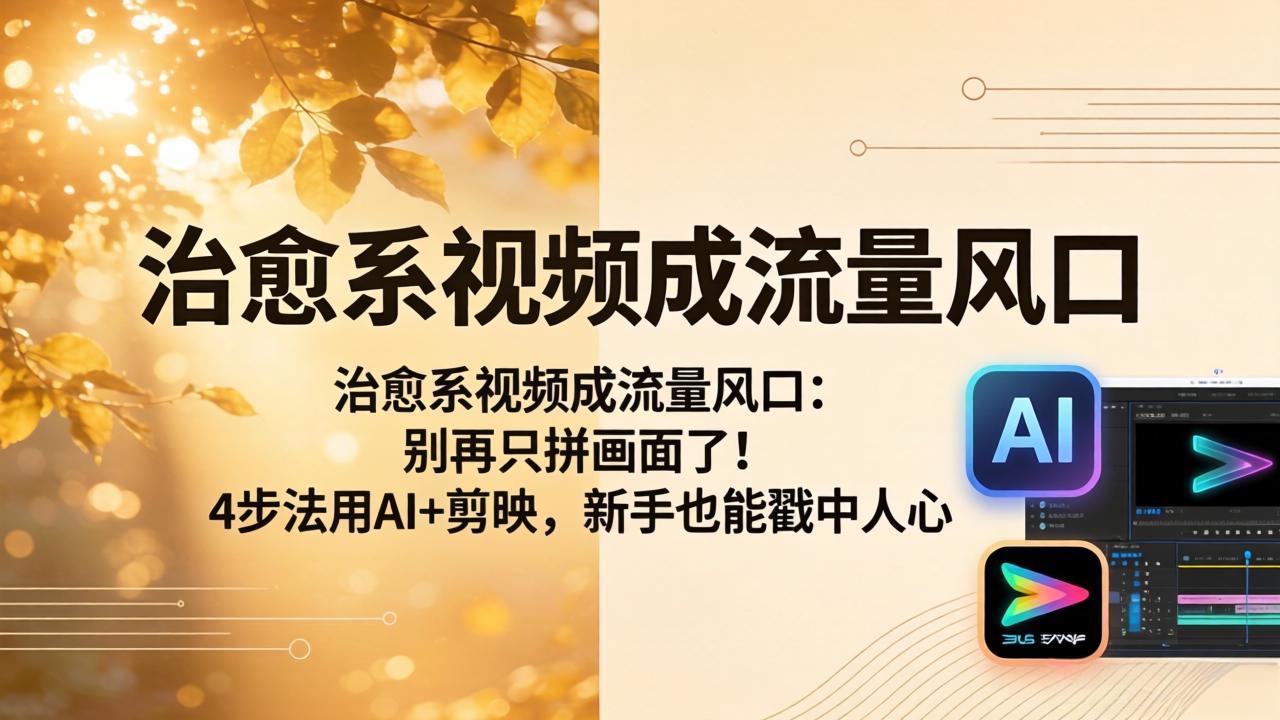 治愈系视频成流量风口：别再只拼画面了！4步法用AI+剪映，新手也能戳中人心 - 来及网络