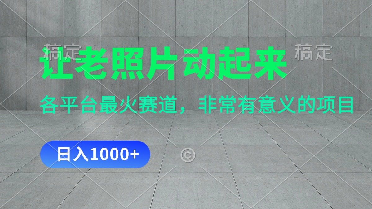 （11671期）让老照片动起来，一天变现1000+，各平台最火赛道，看完就会 - 来及网络