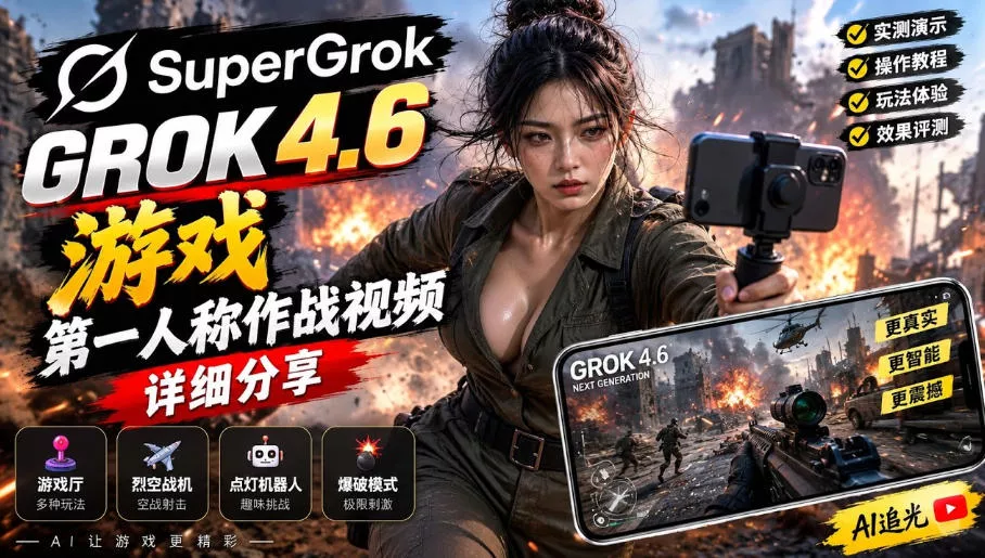 Grok 4.6也能做游戏？第一人称作战视频实测｜玩法详细讲解 - 来及网络