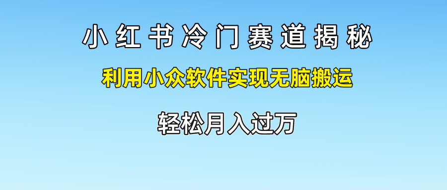 小红书冷门赛道揭秘,利用小众软件实现无脑搬运，轻松月入过万 - 来及网络