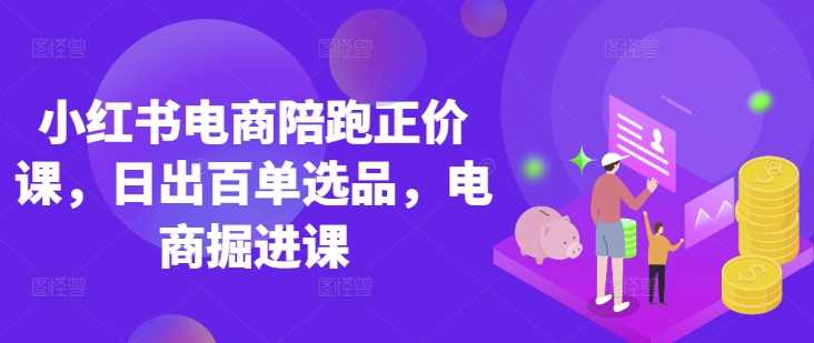 小红书电商陪跑正价课，小红书官方认证电商讲师教学，日出百单选品，电商掘进课 - 来及网络