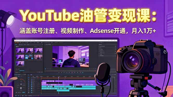 （15987期）2025YouTube油管变现课：涵盖账号注册、视频制作、Adsense开通，月入1万+ - 来及网络