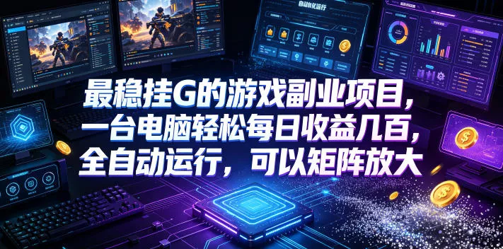 最稳挂G的游戏副业项目，一台电脑轻松每日收益几百，全自动运行，可以矩阵放大【揭秘】 - 来及网络
