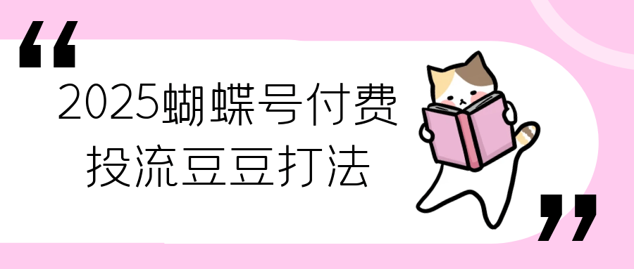 2025蝴蝶号付费投流豆豆打法 - 来及网络