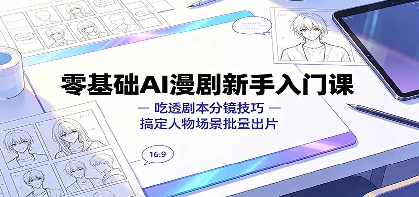 零基础AI漫剧新手入门课：吃透剧本分镜技巧，搞定人物场景批量出片 - 来及网络