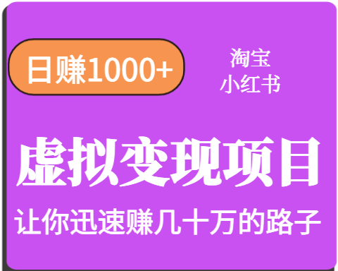 淘宝OR小红书虚拟变现，日赚1000+，多账号操作年收入几十W不等 - 来及网络
