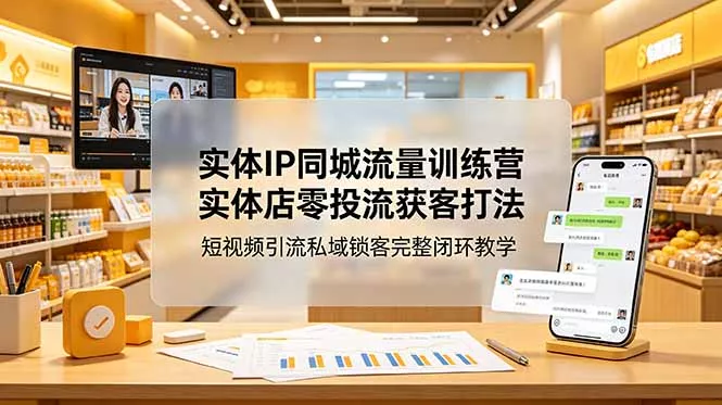 实体IP同城流量训练营：实体店零投流获客打法，短视频引流私域锁客完整闭环教学 - 来及网络