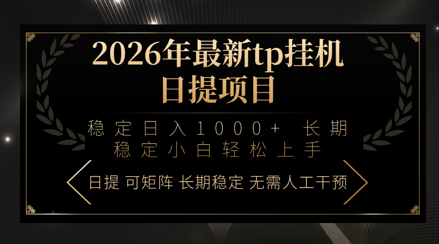 2026年最新tp挂机日提项目：稳定日入1000+小白轻松上手 - 来及网络