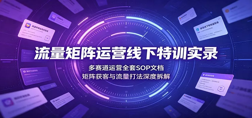 流量矩阵运营线下特训实录：多赛道运营全套SOP文档，矩阵获客与流量打法深度拆解 - 来及网络