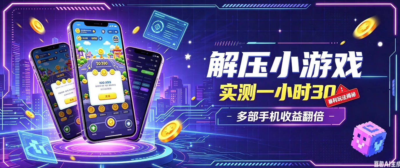 小游戏全流程玩法，实测一小时搞30，简单无脑解压，当天做当天就能看到进账，直接冲就行【揭秘】 - 来及网络