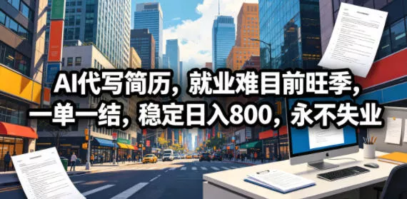 AI代写简历，就业难目前旺季，一单一结，稳定日入800，永不失业 - 来及网络