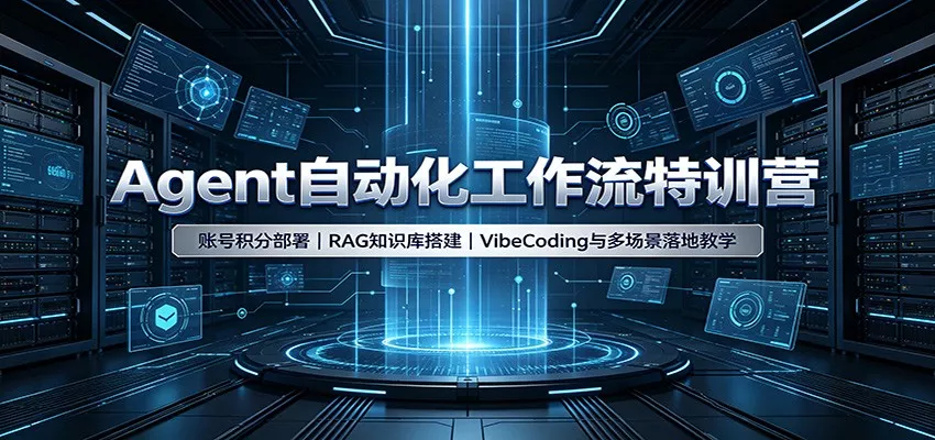 Agent自动化工作流特训营：账号积分部署，RAG知识库搭建，VibeCoding与多场景落地教学 - 来及网络