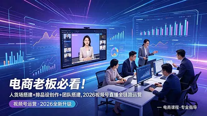 电商老板必看！人货场搭建+排品设计+素材创作+团队搭建，2026视频号直播全链路运营 - 来及网络