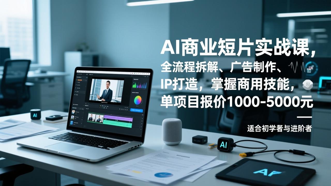 AI商业短片实战课，全流程拆解、广告制作、IP打造，掌握商用技能，单项目报价1000-5000元 - 来及网络
