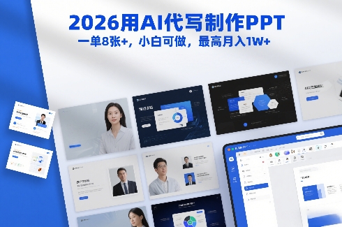 2026用AI代写制作PPT，一单8张+，小白可做，最高月入1W+ - 来及网络
