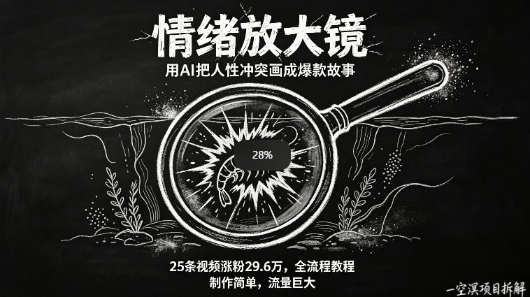 AI制作“情绪放大镜“视频，25条视频涨粉29.6W粉，流量巨大，制作简单，全流程教程 - 来及网络