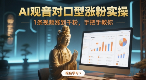 AI观音对口型涨粉实操，1条视频涨到千粉，手把手教你 - 来及网络