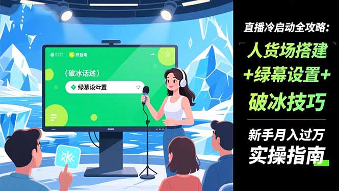 直播冷启动全攻略:人货场搭建+绿幕设置+破冰技巧，新手月入过万实操指南 - 来及网络