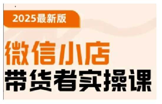 2025最新版微信小店带货者实操课，基础操作到高级运营技巧，快速上手 - 来及网络