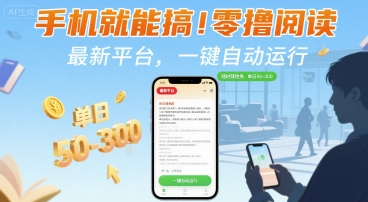 手机就能搞！零撸阅读挂G，最新平台，一键自动运行，随时随地挣，单日50-3张+【揭秘】 - 来及网络