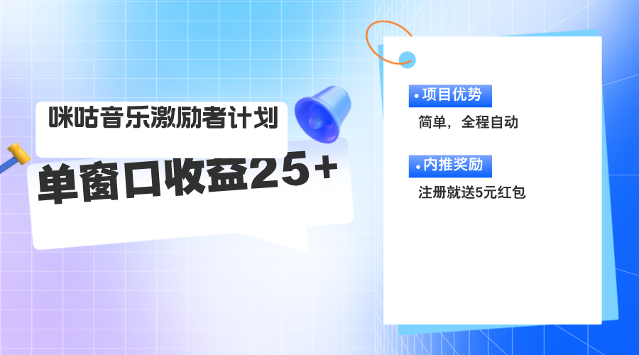 （11942期）咪咕激励者计划，单窗口收益20~25，可矩阵操作 - 来及网络