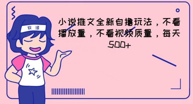 小说推文全新自撸玩法，不看播放量，不看视频质量，每天500+【揭秘】 - 来及网络