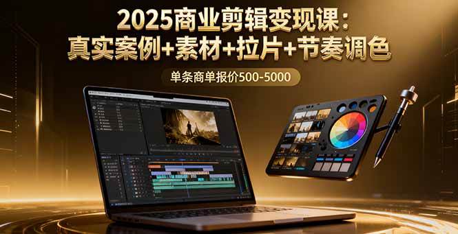 （16130期）2025商业剪辑变现课：真实案例+素材+拉片+节奏调色，单条商单报价500-5000 - 来及网络