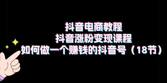 抖音电商教程：抖音涨粉变现课程：如何做一个赚钱的抖音号（18节） - 来及网络