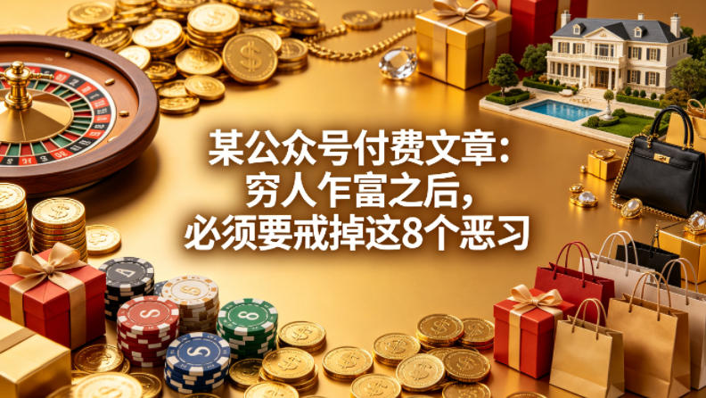 某公众号付费文章：穷人乍富之后，必须要戒掉这8个恶习 - 来及网络