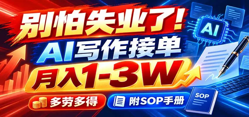 别怕失业了！AI写作接单月入1-3W，多劳多得，附SOP手册 - 来及网络