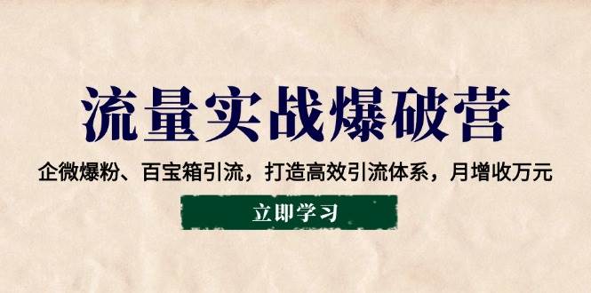 （14039期）流量实战爆破营：企微爆粉、百宝箱引流，打造高效引流体系，月增收万元 - 来及网络