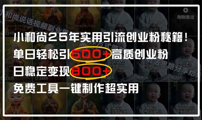 （14436期）小和尚2025年实用引流秘籍！单日轻松引500+高质量创业粉，日变现800+，… - 来及网络