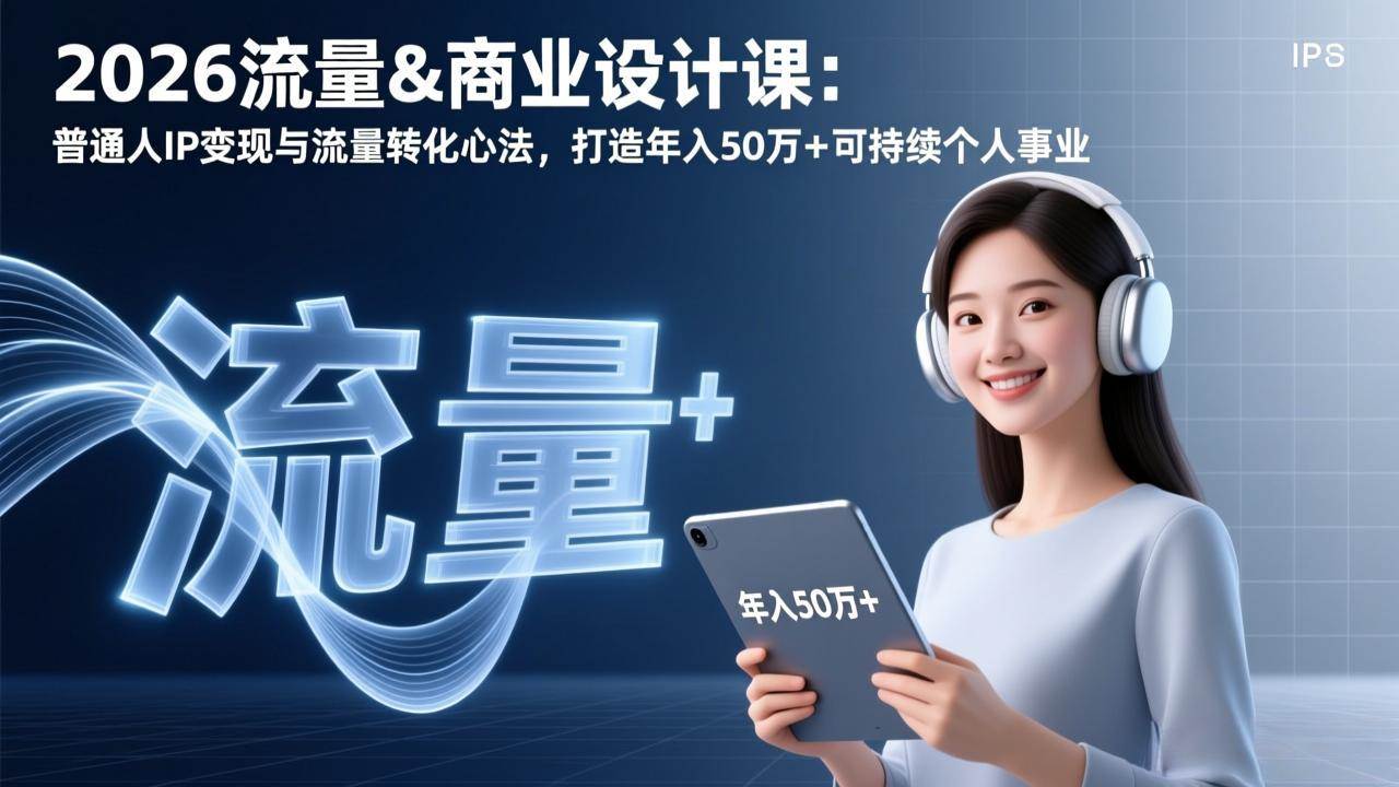 （17246期）2026流量&商业设计课：普通人IP变现与流量转化心法，打造年入50万+可持续个人事业 - 来及网络