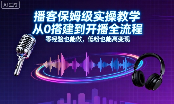播客保姆级实操教学，从0搭建到开播全流程，零经验也能做，低粉也能高变现 - 来及网络